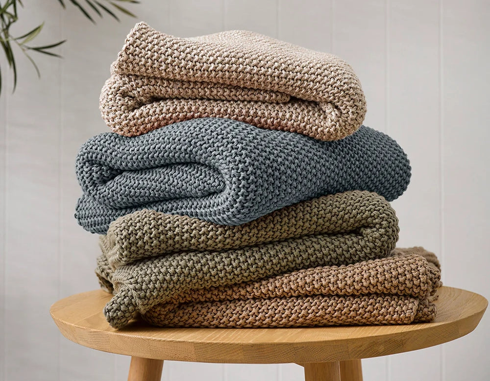 Organic Cotton Throws in Sophisticated Colourways at Ink & Brayer Ink