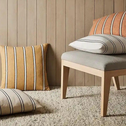Striped designer cushions at Ink & Brayer