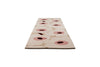 Perspective view of the Marimekko hallway runner rug in NZ wool with white, pink and beige