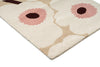 Close up corner shot of the Marimekko hallway runner rug in NZ wool with white, pink and beige