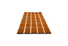Perspective view of a A Marimekko NZ wool rust patterned rug 