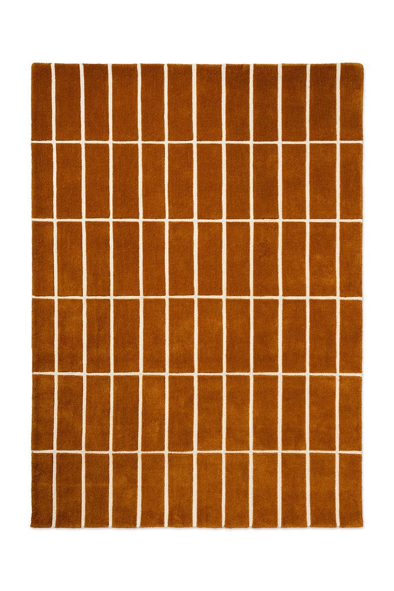 Marimekko NZ wool rust patterned rug seen from above