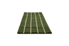 Perspective view of a green geometric Marimekko NZ wool runner rug 