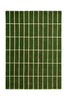 Full view of a green geometric Marimekko NZ wool rug 