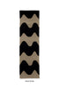 Rectangular Marimekko nz wool runner rug with black wavy pattern on beige background