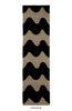 Rectangular Marimekko nz wool runner rug with black wavy pattern on beige background