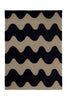 Marimekko NZ wool Rug with black wavy pattern on beige background