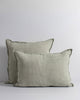 Baya square Cassia linen cushion and matching rectangular lumbar linen cushion in colour sage