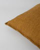 Close up of Baya Flaxmill cushion in warm colour nutmeg 