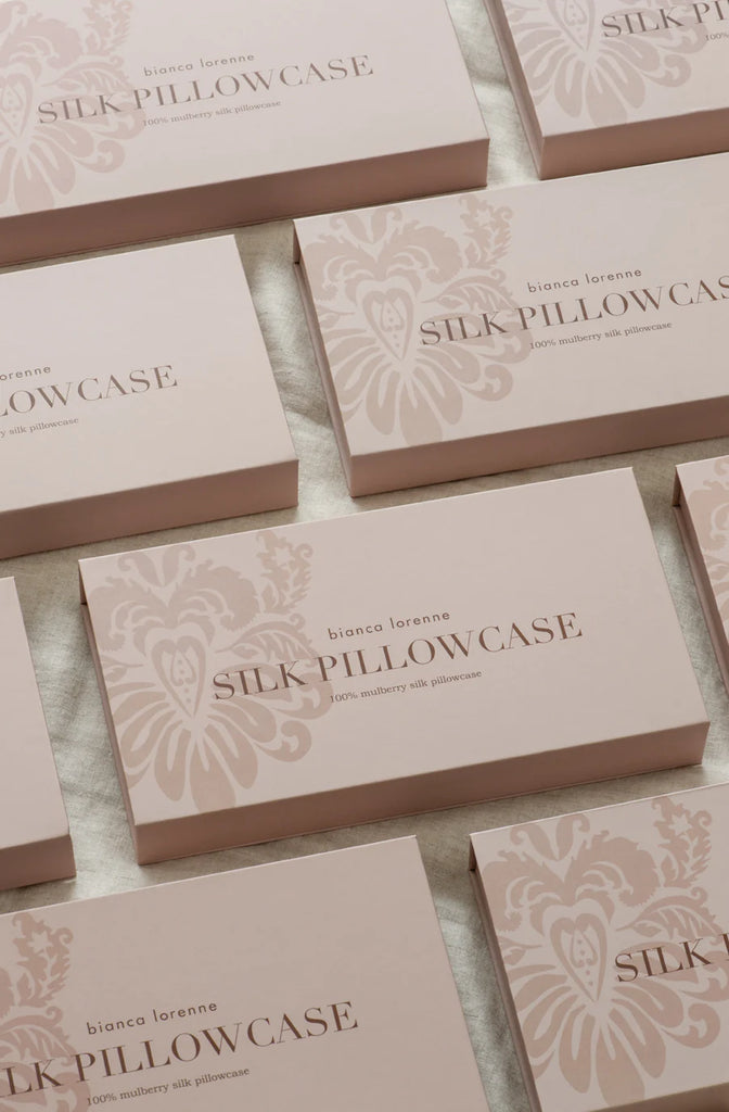 Beautiful luxury gift boxes for the Bianca Lorenne silk pillowcases