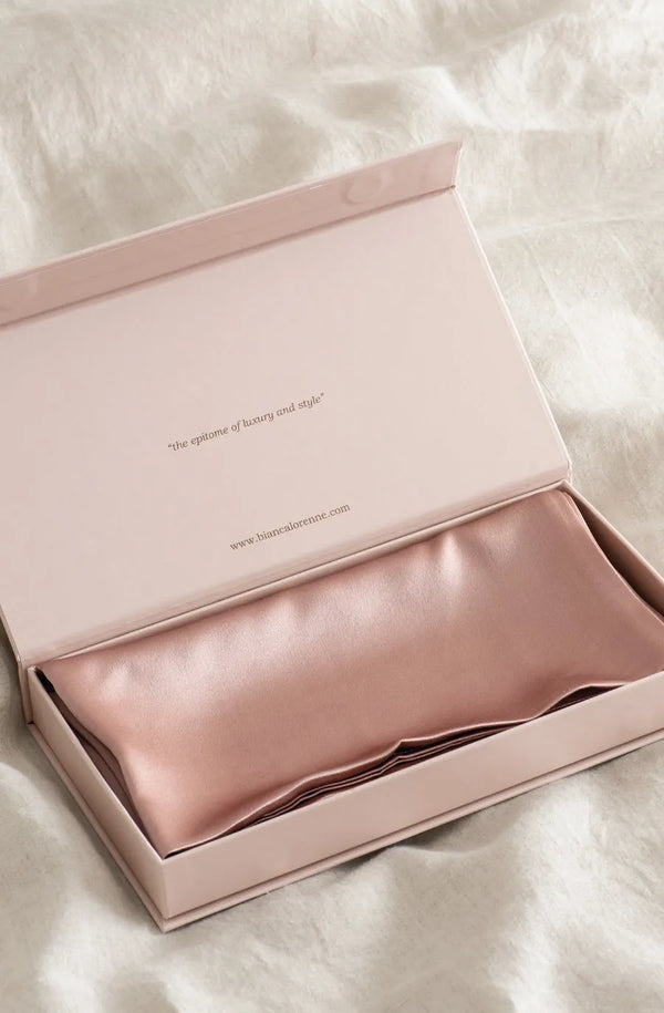 Antique rose (blush pink colour) silk pillowcase by Bianca Lorenne, in a gift box