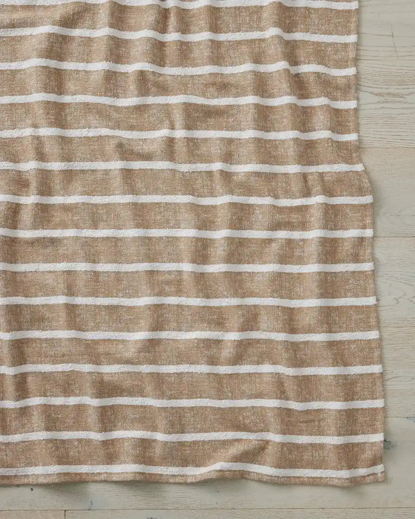Light brown and white striped throw by Weave  Home nz