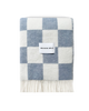 Maison Deux Checkerboard wool throw in Denim White, folded with the Maison Deux label visible.