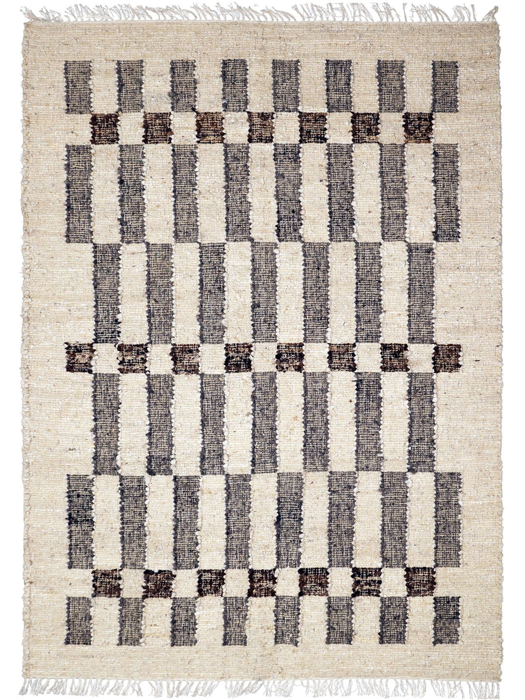Tribe Home Chet wool and jute rug, full view of the design on a white background
