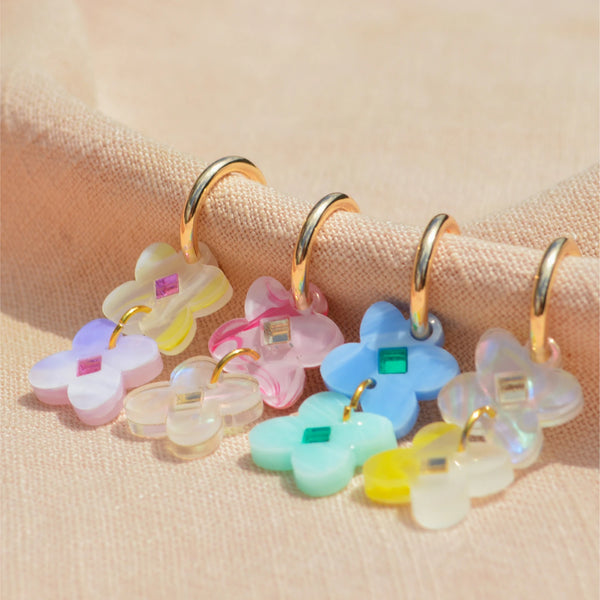 Colourful acrylic earrings by Hagen + Co