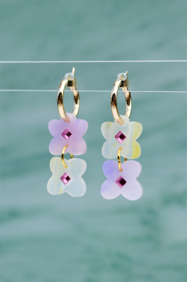 Lavender acrylic earrings by NZ designer Hagen + Co