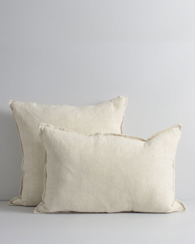The Baya cream linen cushions Cassia (square) and Arcadia (Rectangle lumbar)