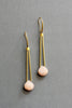 David Aubrey Peachy pink moonstone dangle earrigns with gold plated hooks and brass tubes