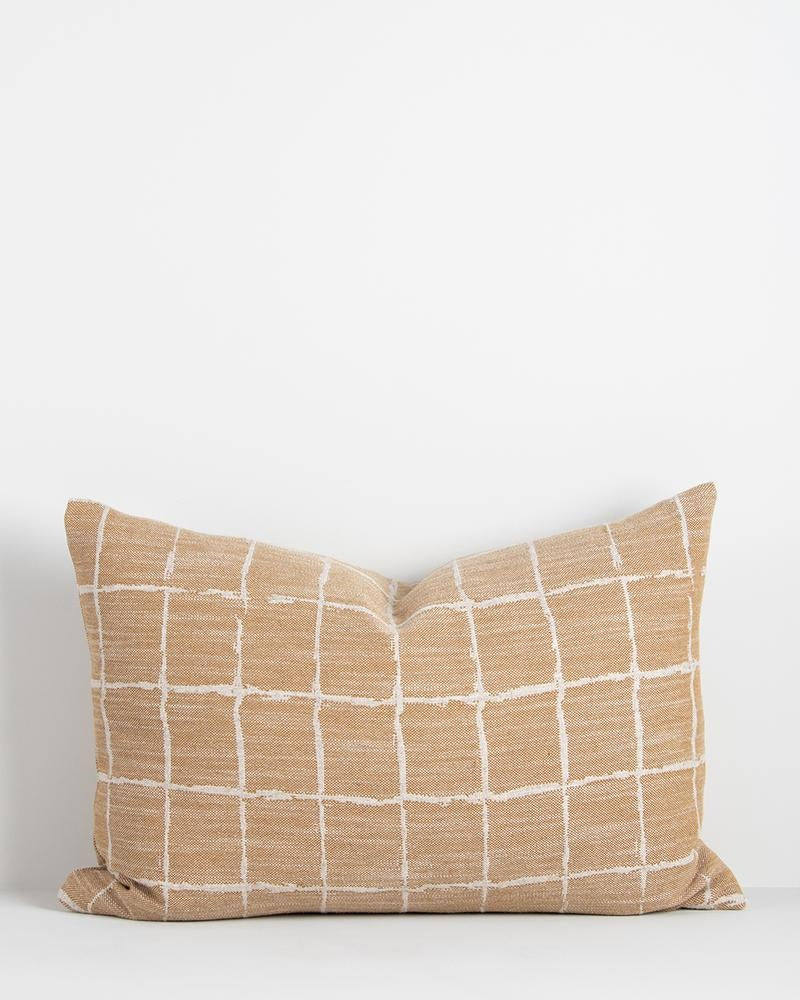 Ochre Patterned Lumbar Cushion | Baya Johnson Geometric– Ink & Brayer ...