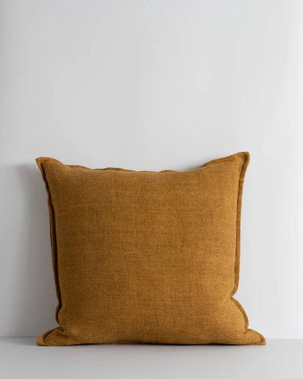 Baya handwoven textural linen cushion in warm toned Nutmeg