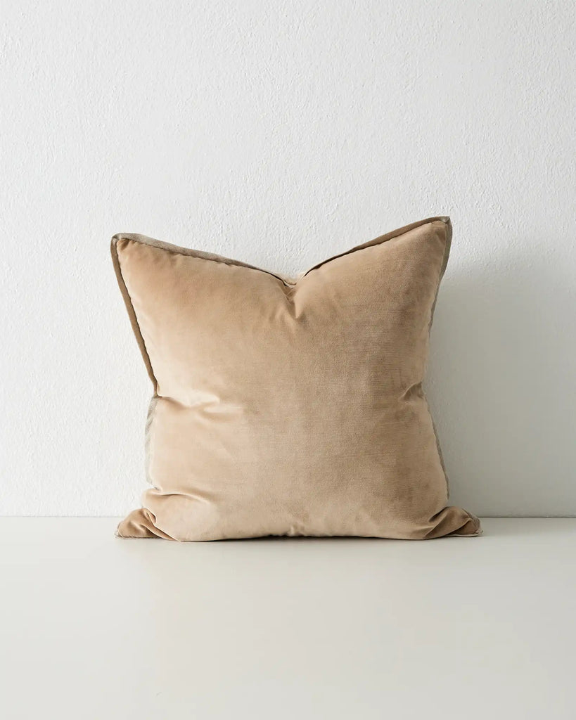 The Weave Home Francesca velvet-look cushion in colour Copper seen from the front