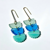 Blue and aqua dangle earrings on gold hooks, by Hagen + Co nz