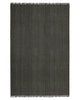 The 'Puglia' floor rug by Weave Home, in colour 'Pigeon" - a deep cool-toned brown, with fringe detail,  seen in full from above.