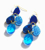 Hagen + Co dangle earrings in gorgeous shades of transparent blue, blue marble, blue glitter acrylics and blue mirror