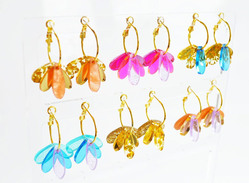 Cute everyday hoop earrings in various colours, by nz designer Hagen + Co