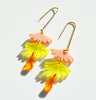 Sweet dangle earrings inspired by Japanese designs in shades of pink and yellow acrylic