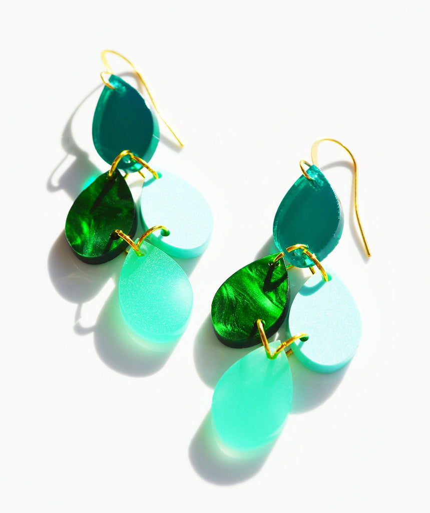 Paris Dangle Earrings Greens Hagen Co NZ Designer Ink Brayer New Zealand