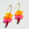 Sweet dangle earrings inspired by Japanese designs in shades of transparent orange, neon pink and bright pink glitter acrylics.