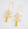 Sweet dangle earrings inspired by Japanese style and designs in pearlescent and gold striped acrylic, by NZ designer Hagen + Co