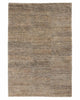 A full image of a cool toned natural jute floor rug with loop and cut texturing. 