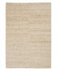 A full image of an off-white beige loop and cut textured jute floor rug. 