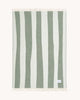 Full view of the Rough Stripe throw blanket by Maison Deux in shade Agave. The stripes are uneven, lending style and whimsy. 