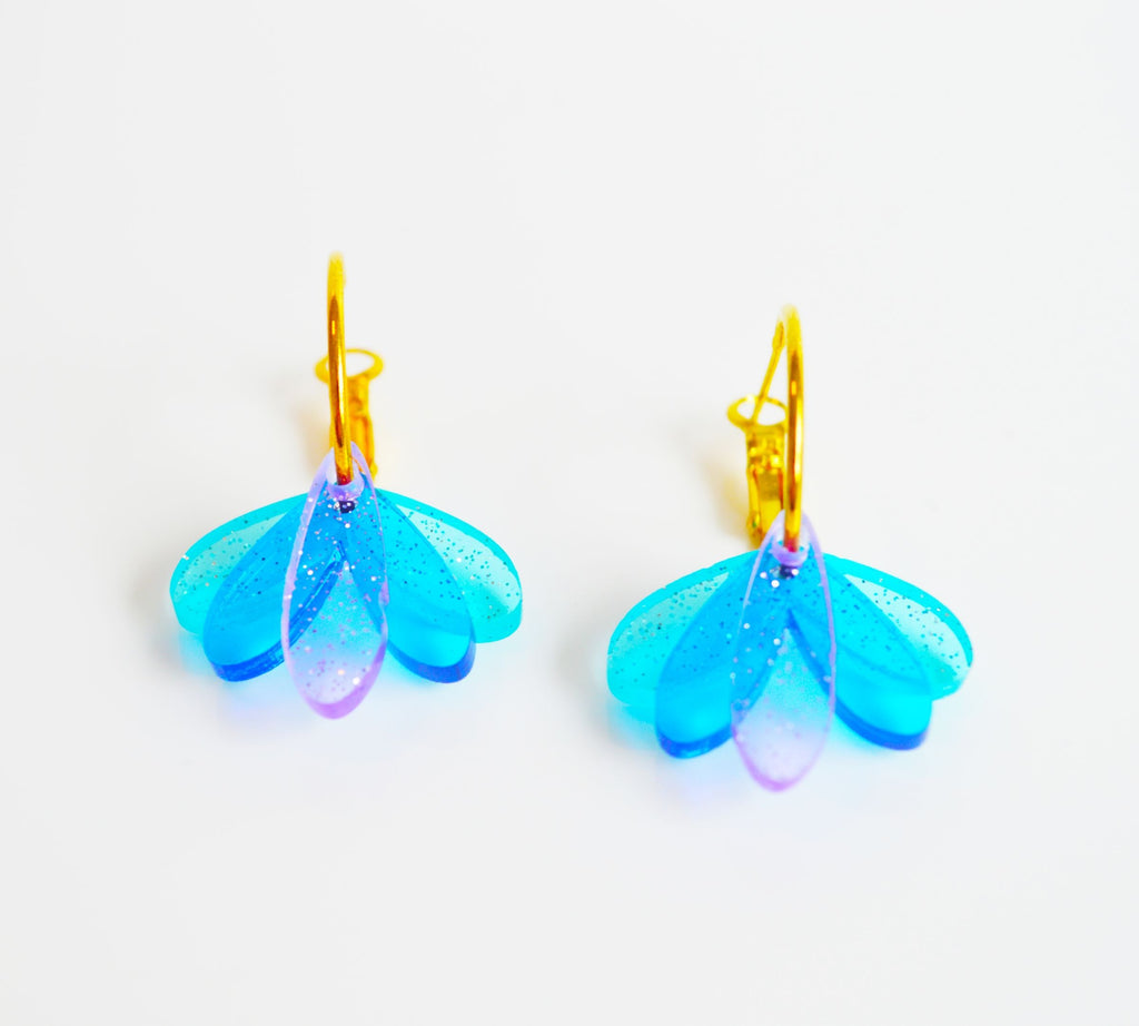 Happy Hour blue and lilac earrings by Hagen + Co, nz designer