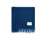 NZ wool throw blanket in blue and white check by Ruanui Station, seen folded