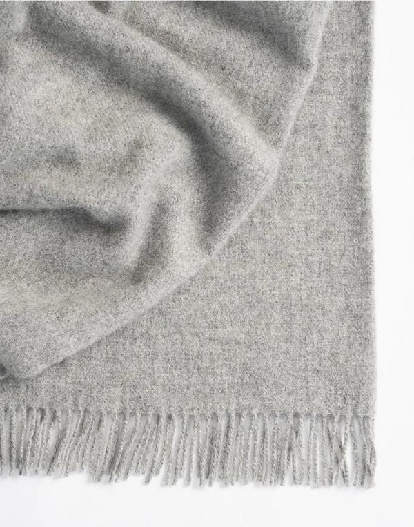 Weave Home nz lambswool throw in a soft ash grey