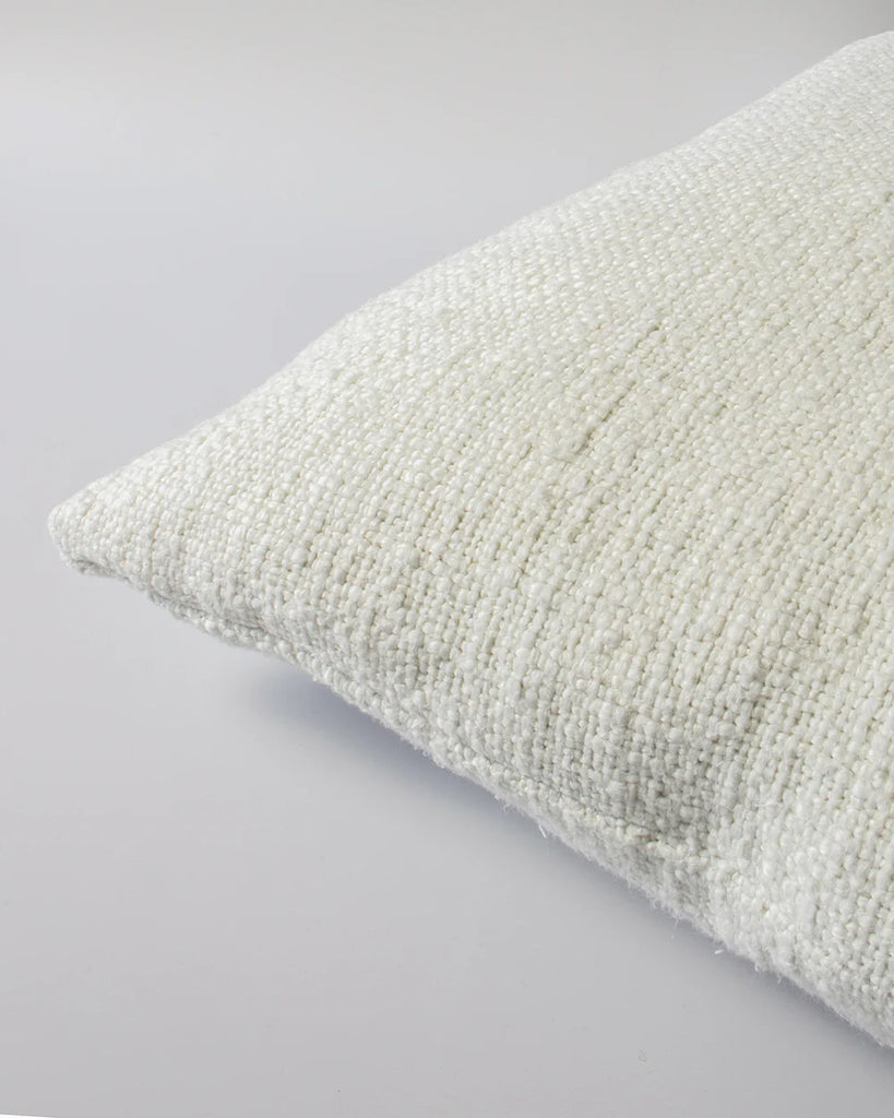 Close up of the Baya white Cyprian textural cushion