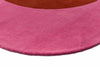 Close up of the red and pink round spot flower floor rug by Orla Kiely showing the pretty raspberry pink tone