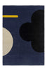 The Orla Kiely Geo Flower floor rug, in colour blue denim, full view seen from above