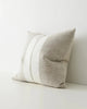 The 'Ottavio Laurel' cushion in a beige and white stripe, by Weave Home nz