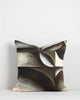 Baya abstract patterned cushion in green, brown, black and cream tones