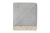 A soft, neutral grey wool throw, by Ruanui Station, in a pretty chevron pattern, 100% nz made