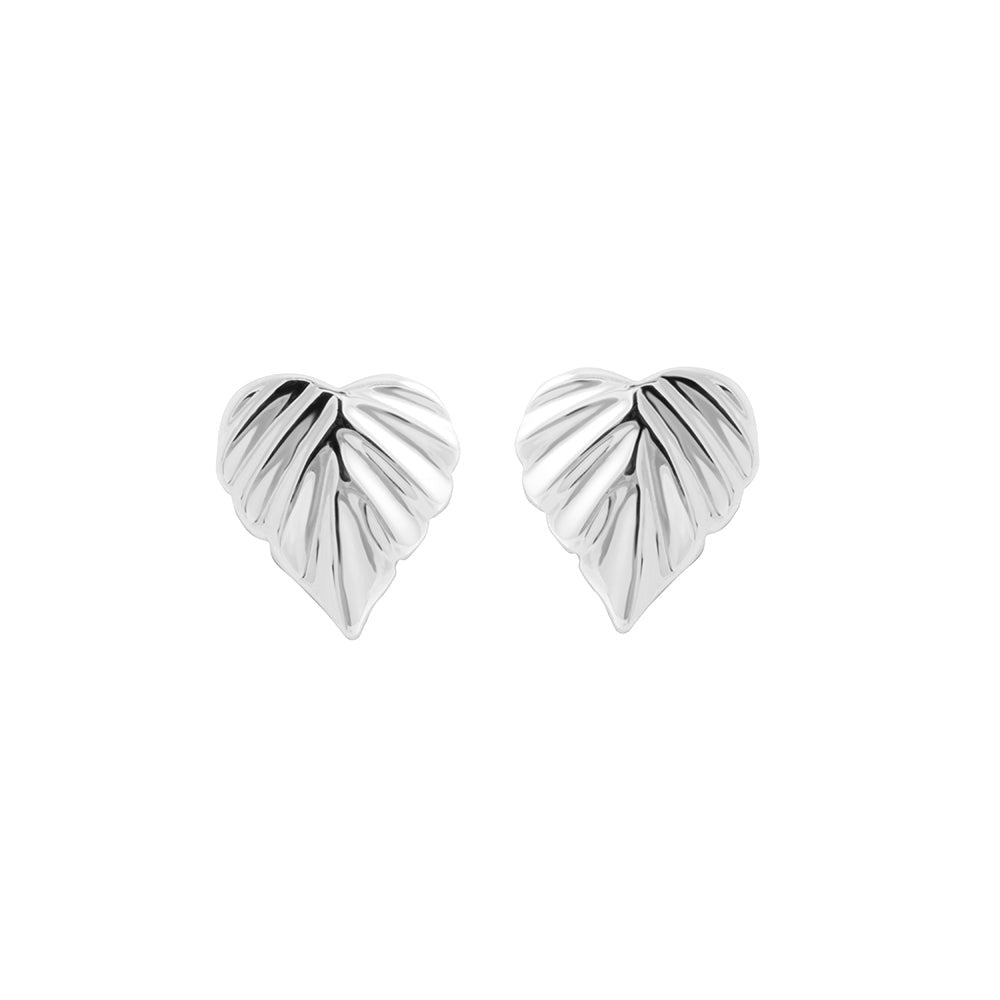 Wild silver stud earrings featuring an NZ Kawakawa leaf design