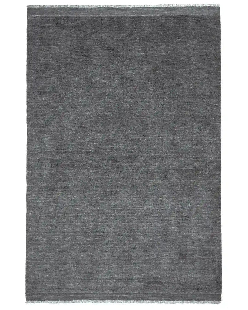 Grey Floor rug with a hint of blue, the Silvio wool rug by Weave nz, seen from above