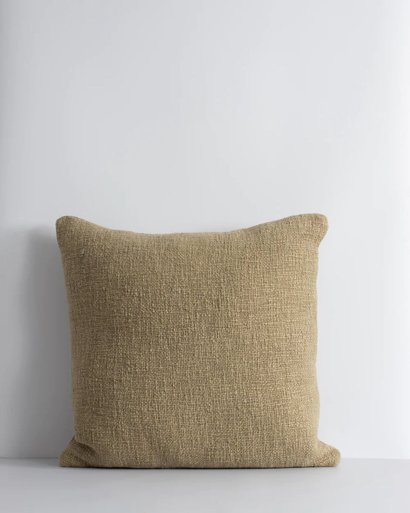 Baya cyrpian textural weave cushion in colour camel - a light brown neutral