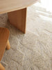 The Tribe Home Manhattan NZ wool floor rug, shown from above under the leg of a table and chair in a contemporary home