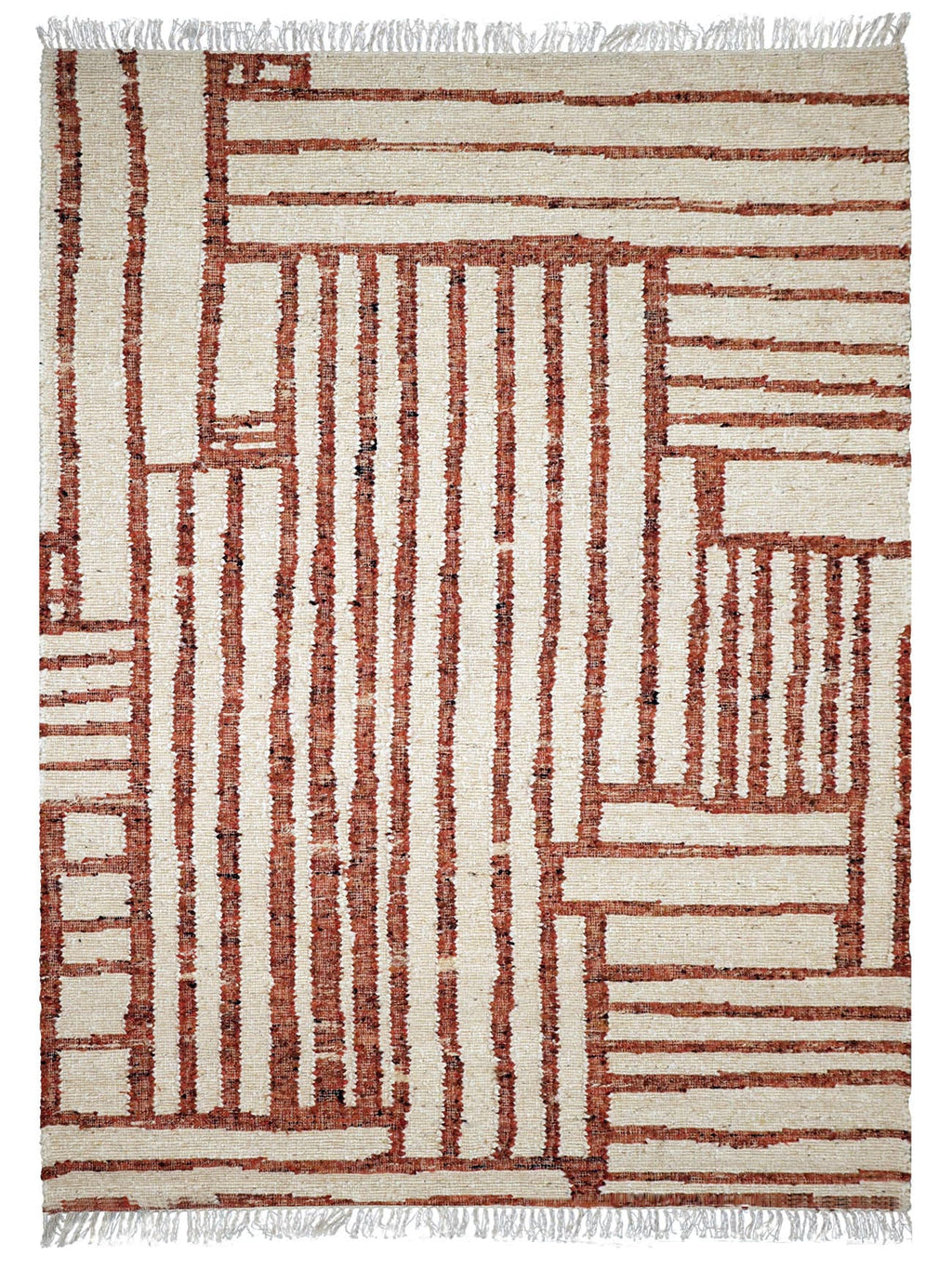 Tribe Home Tulsi wool and jute rug in Paprika, full view on a white background
